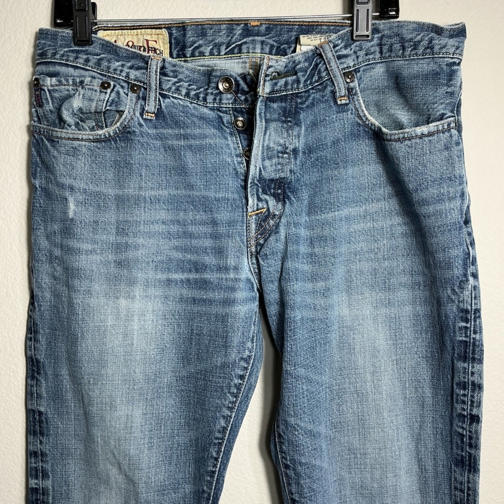 Abercrombie & Fitch Jeans Mens 33x31 Vintage Light Wash Button Fly Heavy Ounce